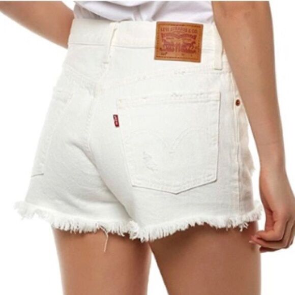 LEVI’s 501 Cut Off Denim Shorts Destruction White 29 - Picture 1 of 13